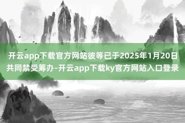 开云app下载官方网站彼等已于2025年1月20日共同禁受筹办-开云app下载ky官方网站入口登录