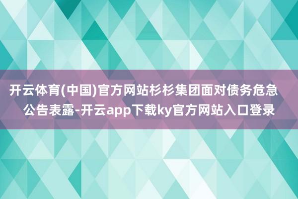 开云体育(中国)官方网站杉杉集团面对债务危急   公告表露-开云app下载ky官方网站入口登录