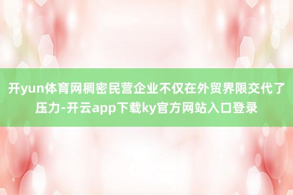 开yun体育网稠密民营企业不仅在外贸界限交代了压力-开云app下载ky官方网站入口登录