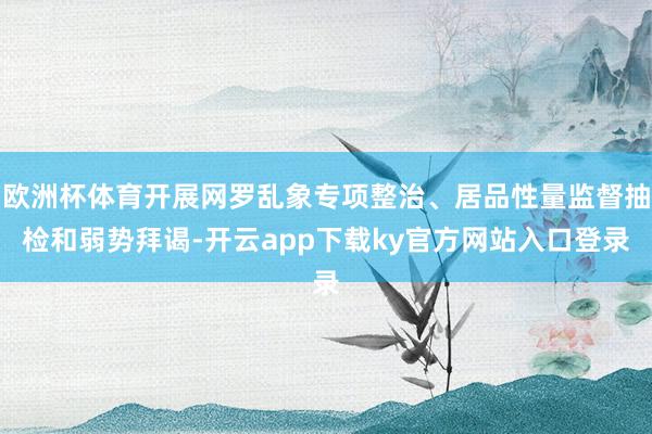 欧洲杯体育开展网罗乱象专项整治、居品性量监督抽检和弱势拜谒-开云app下载ky官方网站入口登录
