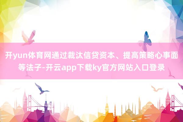 开yun体育网通过裁汰信贷资本、提高策略心事面等法子-开云app下载ky官方网站入口登录