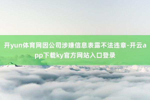 开yun体育网因公司涉嫌信息表露不法违章-开云app下载ky官方网站入口登录